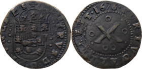 Portugal
 D. Pedro P.R. (1667-1683)
X Reis AE 1676
A: PETRVS . D . G . PRINCEPS
R: PORTVGALIAE . ET . 1676 
AG: 11.02 16.36g. Good Very Fine