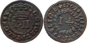 Portugal
 D. Pedro II (1683-1706)
Real and Half (1 1/2) AE 1703
A: D . G . PORTE . T ALG REX
R: 1703 + VTILITATI . PVBLICAE + 
AG: 04.01 2.02g. Very F...