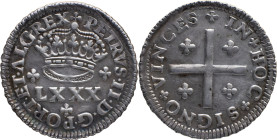 Portugal
 D. Pedro II (1683-1706) 
4 Vintens (LXXX Reis) Ag 
A: PETRVS . II . D . G . PORT . ET . ALG . REX
R: IN + HOC + SIGNO + VINCES 
AG: 43.05 3....