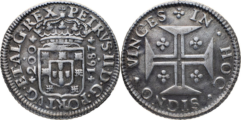 Portugal
 D. Pedro II (1683-1706) 
Half Cruzado (200 Reis) Ag 1687
A: PETRVS . I...