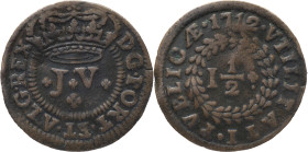 Portugal
 D. João V (1706-1750) 
Real and Half (1 1/2) AE 1712
A: D . G . PORT . ET . ALG . REX
R: 1712 . VTILITATI . PVBLICAE
AG: 01.01 1.51g Very Fi...