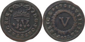 Portugal
 D. João V (1706-1750) 
V Reis AE 1721
A: D . G . PORT . ET . ALG . REX
R: 1721 + VTILITATI + PVBLICAE
AG: 14.10 4.84g Very Fine