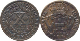 Portugal
 D. João V (1706-1750) 
X Reis AE 1727
A: IOANNES . V . . DEI . GRATIA
R: PORTUGALIAE . ET . ALGARBIORUM . REX
AG: 34.01 13.73g MBC