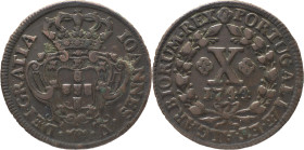 Portugal
 D. João V (1706-1750) 
X Reis AE 1744 I744 Instead of 1744
A: IOANNES . V . . DEI . GRATIA
R: PORTUGALIAE . ET . ALGARBIORUM . REX
AG: 35.10...