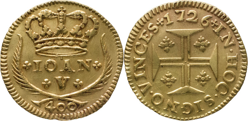 Portugal
 D. João V (1706-1750) 
Cruzado Novo (Pinto) 480 Reis Au 1726
A: + IOAN...