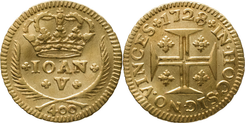 Portugal
 D. João V (1706-1750) 
Cruzado Novo (Pinto) 480 Reis Au 1728
A: + IOAN...