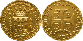 Portugal
 D. João V (1706-1750) 
Coin (4.800 Reis) 1719 B, AU
A: IOANNES . V . D . G . PORT . ET . ALG . REX 
R: IN + HOC + SIGNO + VINCES
AG: 103.06 ...