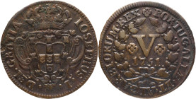 Portugal
 D. José I (1750-1777) 
V Reis AE 1751
A: IOSEPHUS . I . . DEI . GRATIA 
R: PORTUGALIAE . ALGARBIORUM . REX
AG: 05.01 6.85g. Very Fine