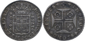 Portugal
 D. José I (1750-1777) 
Cruzado Novo (480 Reis) Ag 1768
A: JOSEPHUS . I . D . G . PORT . ET . ALG . REX
R: IN + HOC + SIGNO + VINCES
AG: 35.0...