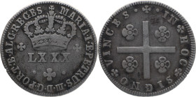 Portugal
 D. Maria e D. Pedro III (1777-1786) 
Tostão (100 Reis) Ag Vertical Axis
A: MARIA . I . ET . PETRUS . III . D . G . PORT . ET . ALG . REGES
R...