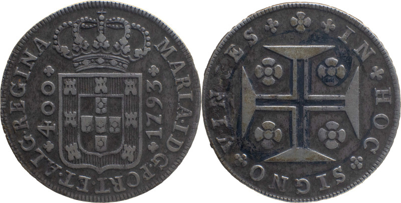 Portugal
 D. Maria I (1786-1799) 
Cruzado Novo (480 Reis) Ag 1793 Horizontal Axi...