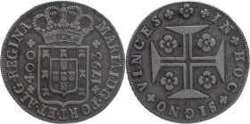 Portugal
 D. Maria I (1786-1799) 
Cruzado Novo (480 Reis) Ag 1793 Horizontal Axis
A: MARIA . I . D . G . PORT . ET . ALG . REGINA
R: IN + HOC + SIGNO ...