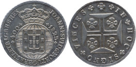 Portugal
 D. João VI (1816-1826) 
Cruzado Novo (480 Reis) Ag 1823
A: JOANNES . VI . D . G . PORTUG . BRASIL . ET . ALGARB . REX / 400 / 1823
R: IN + H...