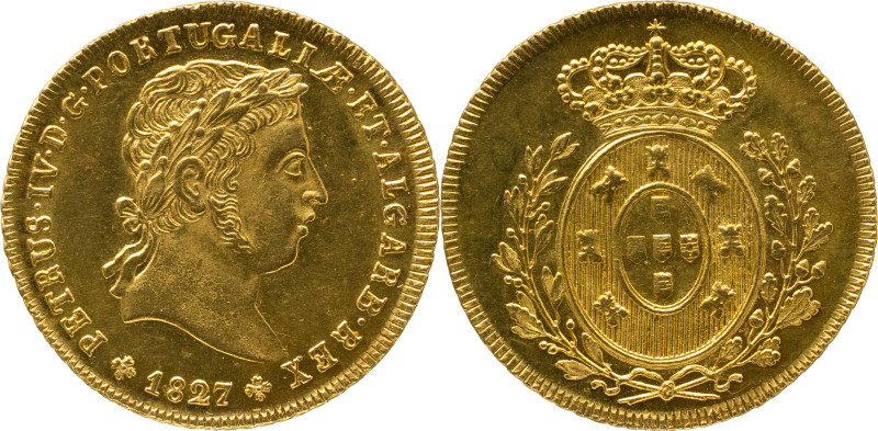 D. Pedro IV (1826-1828)
1/2 Peça (3.750 Reis) 1727, Au
A: PETRUS.IV.D.G.PORTUGAL...