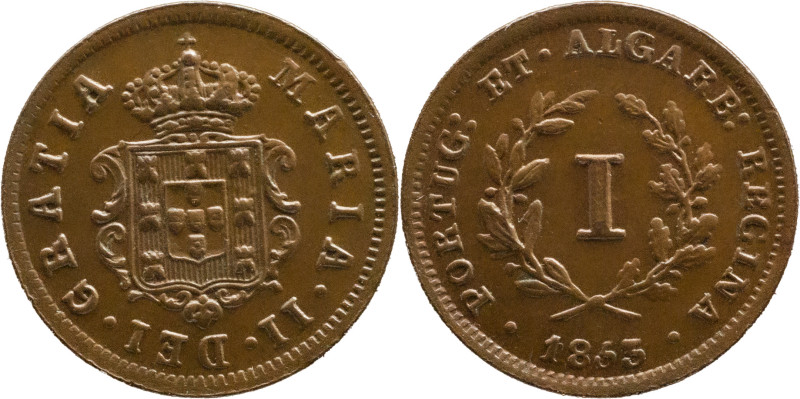 Moçambique
D. MARIA II (1834-1853)
I REAL 1853 Ae
A: MARIA.II.DEI.GRATIA
R: PORT...