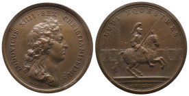Médaille Bronze Louis XIV, 1662, Les Carrousels, 30 gr. 41 mm
Avers: LUDOVICUS XIIII . REX CHRISTIANISS.
Revers: LUDI EQUESTRES MDCLXII Lé Roi à che...