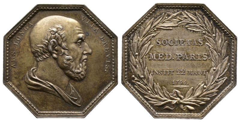 Jeton, Société de medecine, Paris, 1796, AG 15.16 g. 33 mm
Avers : ARS LONGA VIT...