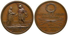Napoléon Bonaparte, General de l'armée d'Italie, Médaille, Æ 40.33g, 43mm
Ref : Hennin 783
Superbe