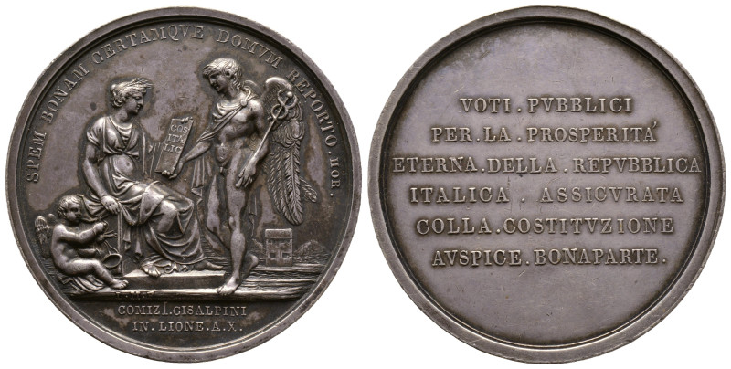 Médaille, Royaume d'Italie 1805-1814, Constitution de la "Repubblica Italica" à ...