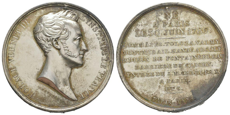 Horace Vernet, 1826, Médaille en argent, AG 61.69 g. 50 mm par Peuvrier
Avers: H...