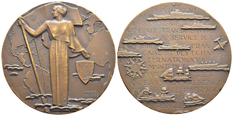 Médaille en bronze, Centenaire de la Compagnie générale transatlantique par Marc...