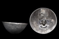 RARE ROMAN SILVER BOWL WITH EMBOSSED ZEUS MEDALLION