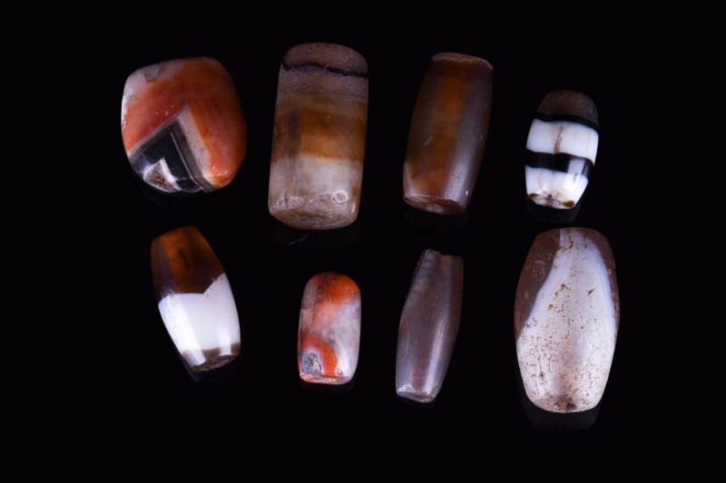 COLLECTION OF BACTRIAN AGATE STONE BEADS
Ca. 2500-2000 BC. A nice group of eigh...