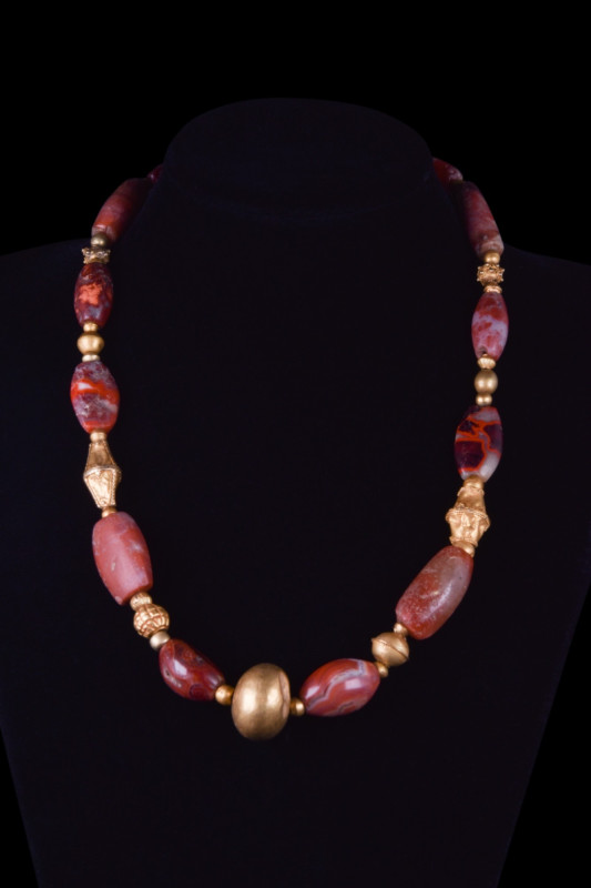 SUPERB HELLENISTIC GOLD AND CARNELIAN LARGE NECKLACE
Ca. 400-300 BC. A restrung...