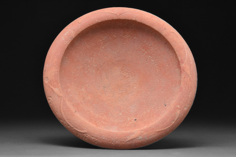 ROMAN TERRA SIGILLATA BOWL WITH BARBOTINE DECORATION
Ca. 1-300 AD. A lovely ter...