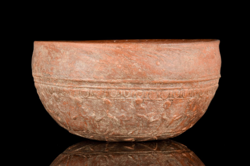 A HELLENISTIC MEGARIAN POTTERY BOWL
Ca. 200-300 AD. A pottery red burnished bow...