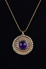 GREEK HELLENISTIC GOLD PENDANT WITH AMETHYST STONE