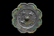 CHINESE TANG DYNASTY BRONZE MIRROR WITH BIRDS