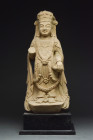 SUI / TANG DYNASTY WHITE MARBLE FIGURE OF BODHISATTVA