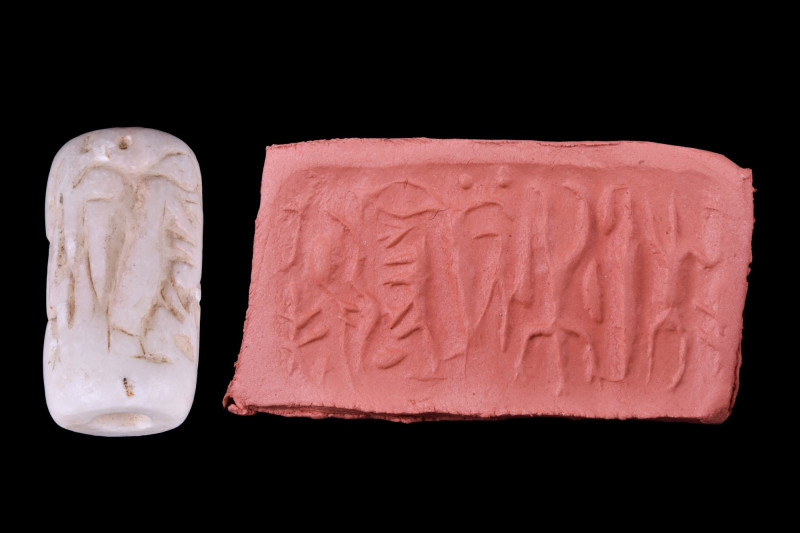 NORTH-WEST IRAN WHITE MARBLE CYLINDER SEAL- ORIGINAL LAMBERT REPORT
Ca. 3000-20...