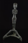 SYRO-PHOENICIAN BRONZE TRIPOD STAND WITH A NUDE FEMALE