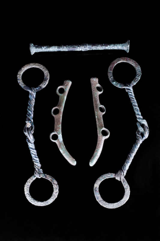 RARE BRONZE AGE HORSE BITS SET
Ca. 1800-600 BC. A group of nicely patinated bro...