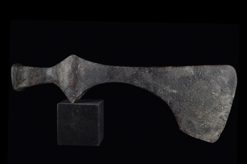 VIKING IRON BATTLE AXE WITH HAMMER
Ca. 900-1100 AD. An iron axe head with a cur...