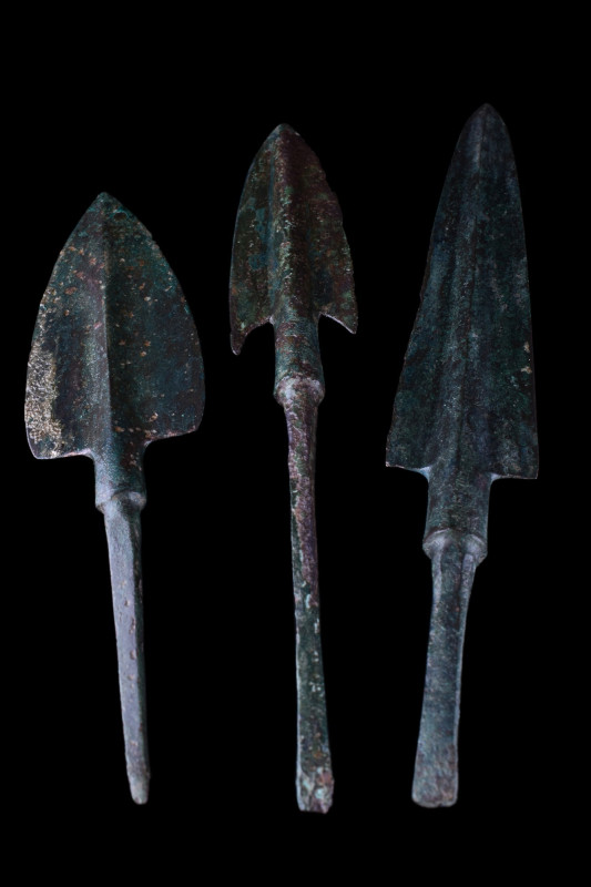 ANCIENT GROUP OF THREE BRONZE SPEARHEADS
Western Asiatic / Aegean, Ca. 1200-700...