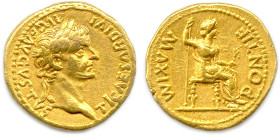 TIBÈRE Tiberius Claudius Nero 17 septembre 14 - 16 mars 37
I CAESAR DIVI AVG F AVGVSTVS. Sa tête laurée à droite. 
R/. PONTIF MAXIM. Livie assise te...