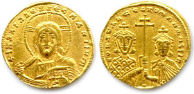 CONSTANTIN VII PORPHIROGÉNÈTE et ROMAIN Ier 
6 juin 913 - 9 novembre 959 avec Romain Ier 17 décembre 920 - 16 décembre 944
IhS XPS REX REGNANTIUm. L...