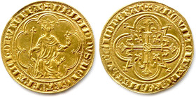 PHILIPPE IV LE BEL 2e fils de Philippe III et Isabelle d’Aragon 5 octobre 1285 - 29 novembre 1314
✠ PHILIPPVS: DEI: GRA: FRANCHORVM: REX. Le Roi assi...