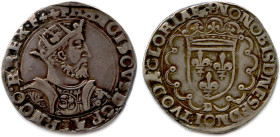 FRANÇOIS Ier 1515-1547 2e période (31 janvier 1540 - 31 mars 1547)
✠ FRANCISCVS…F (trèfle). Buste cuirassé du roi portant la couronne radiée et fleur...