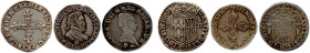 HENRI IV LE GRAND et JEANNE D'ALBRET sa mère 
2 août 1589 - 14 mai 1610
Trois monnaies en argent : 
Demi-franc à l’effigie d’Henri IV 1604 Rouen (r...