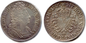 LOUIS XIV 1643-1715 
Écu d'argent aux Trois Couronnes 1709 A = Paris. (30,54 g) ♦ Dy 1568 
Patine de médaillier. Très beau. 

Estimate: EUR 150 - ...
