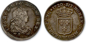 LOUIS XV LE BIEN AIMÉ Fils de Louis le dauphin et de Marie-Adélaïde de Savoie 
1er septembre 1715 -10 mai 1774
Tiers d'écu d'argent dit de France 17...