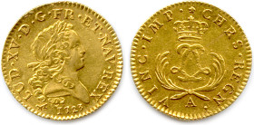 LOUIS XV 1715-1774
Louis d'or aux palmes courtes 1723 A = Paris. (6,53 g) ♦ Dy 1638A ; Fr 459 
Trace de laminoir. Très beau. 

Estimate: EUR 1200 ...