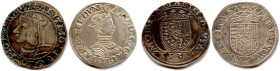 LORRAINE Duché - ANTOINE (1508-1544) ET CHARLES III (1545-1608)
Deux monnaies en argent : 
Teston d’Antoine 1538 Nancy ♦ Bd 1514 
Teston au buste j...