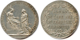 RÉPUBLIQUE CISALPINE chef lieu Milan 16 juin 1800 - 26 janvier 1802 
Écu d'argent (scudo) de 6 lire An VIII (1800) Milan Salvirch. (23,07 g) ♦ Dav 19...