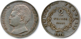 NAPOLÉON II 20 mars 1811 - 22 juillet 1832
Essai d'argent 2 Francs 1816 Paris. Tranche lisse. (9,52 g) ♦ Gad 511 
Frappe postérieure vers 1860 à Bru...