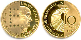 227 Ve RÉPUBLIQUE 1958-
10 Francs or Robert Schumann 1986. (6,44 g) 
Flan bruni. F.D.C. 

Estimate: EUR 250 - 280
